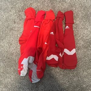 5 pairs of long red athletic socks